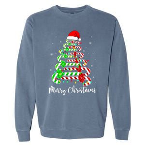 Candy Cane Santa Hat Funny Xmas Tree Merry Christmas YAll Garment-Dyed Sweatshirt