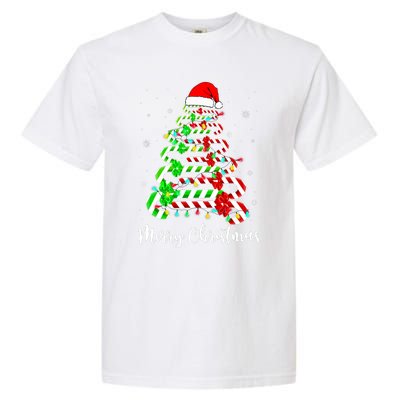 Candy Cane Santa Hat Funny Xmas Tree Merry Christmas YAll Garment-Dyed Heavyweight T-Shirt