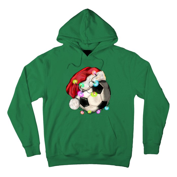 Cool Christmas Soccer Ball With Santa Hat Hoodie