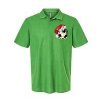 Cool Christmas Soccer Ball With Santa Hat Softstyle Adult Sport Polo