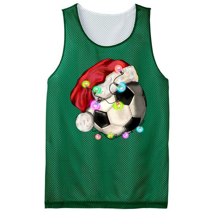 Cool Christmas Soccer Ball With Santa Hat Mesh Reversible Basketball Jersey Tank