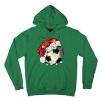 Cool Christmas Soccer Ball With Santa Hat Tall Hoodie