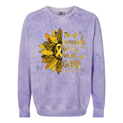 Childhood Cancer Sunflower In September We Wear Gold Colorblast Crewneck Sweatshirt