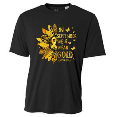 Childhood Cancer Sunflower In September We Wear Gold Cooling Performance Crew T-Shirt