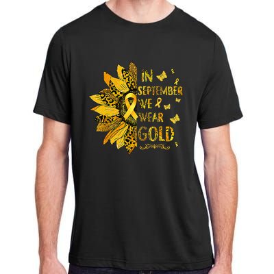 Childhood Cancer Sunflower In September We Wear Gold Adult ChromaSoft Performance T-Shirt