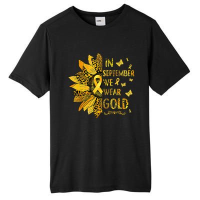 Childhood Cancer Sunflower In September We Wear Gold Tall Fusion ChromaSoft Performance T-Shirt