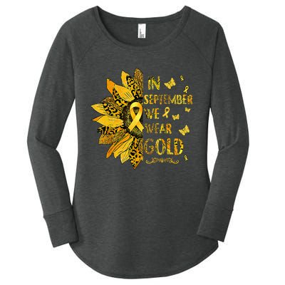 Childhood Cancer Sunflower In September We Wear Gold Women's Perfect Tri Tunic Long Sleeve Shirt