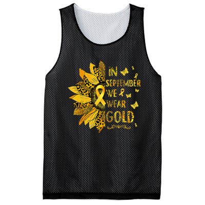 Childhood Cancer Sunflower In September We Wear Gold Mesh Reversible Basketball Jersey Tank