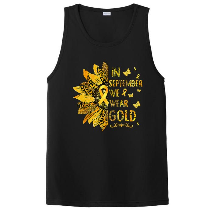 Childhood Cancer Sunflower In September We Wear Gold PosiCharge Competitor Tank