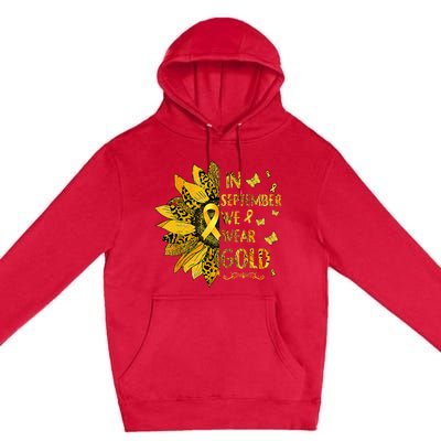 Childhood Cancer Sunflower In September We Wear Gold Premium Pullover Hoodie