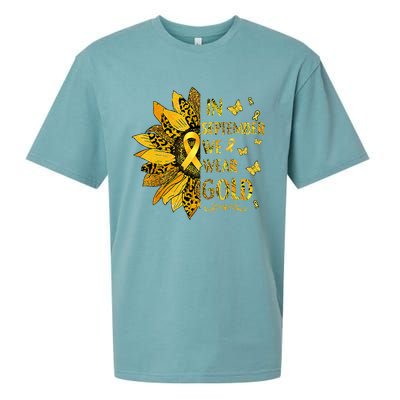 Childhood Cancer Sunflower In September We Wear Gold Sueded Cloud Jersey T-Shirt