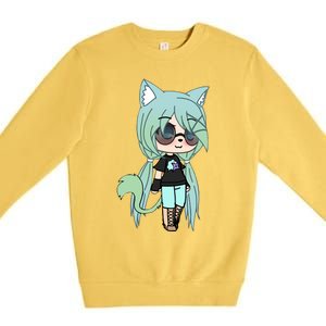 Cute Chibi Style Kawaii Anime Girl Chloe Chan The Tomboy Premium Crewneck Sweatshirt