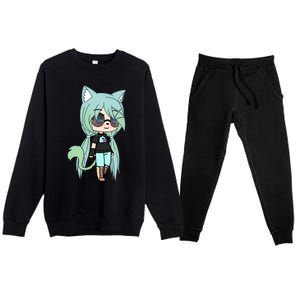 Cute Chibi Style Kawaii Anime Girl Chloe Chan The Tomboy Premium Crewneck Sweatsuit Set