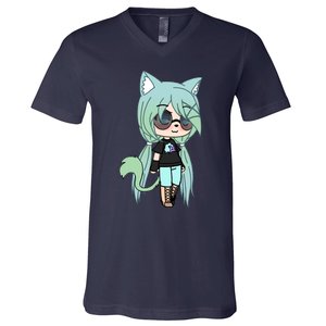 Cute Chibi Style Kawaii Anime Girl Chloe Chan The Tomboy V-Neck T-Shirt