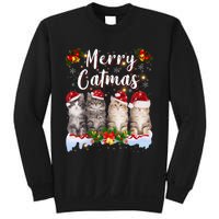 Cat Christmas Santa Hat Funny Merry Catmas Meowy Sweatshirt