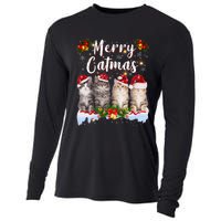 Cat Christmas Santa Hat Funny Merry Catmas Meowy Cooling Performance Long Sleeve Crew