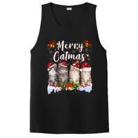 Cat Christmas Santa Hat Funny Merry Catmas Meowy PosiCharge Competitor Tank