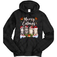 Cat Christmas Santa Hat Funny Merry Catmas Meowy Tie Dye Hoodie