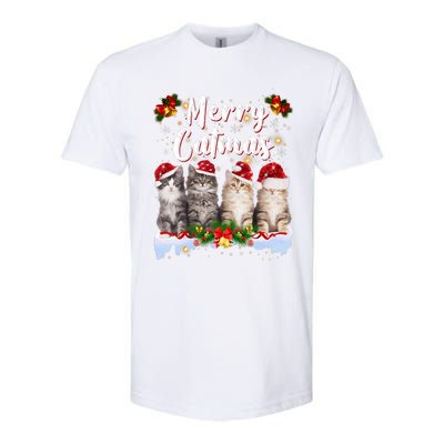 Cat Christmas Santa Hat Funny Merry Catmas Meowy Softstyle CVC T-Shirt