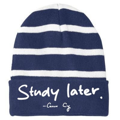 Coach Cig Study Later Striped Beanie with Solid Band