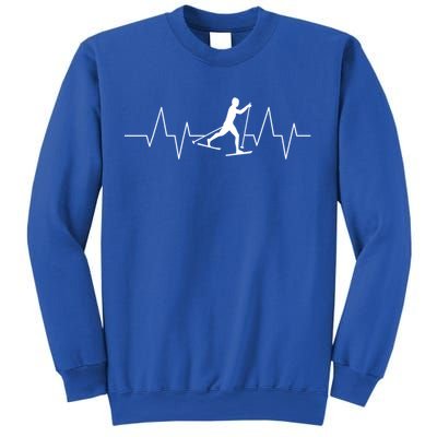 Cross Country Skiing Heartbeat Love Skiing Skier Funny Gift Sweatshirt