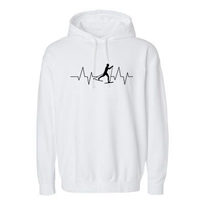 Cross Country Skiing Heartbeat Love Skiing Skier Funny Gift Garment-Dyed Fleece Hoodie