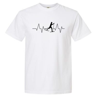 Cross Country Skiing Heartbeat Love Skiing Skier Funny Gift Garment-Dyed Heavyweight T-Shirt