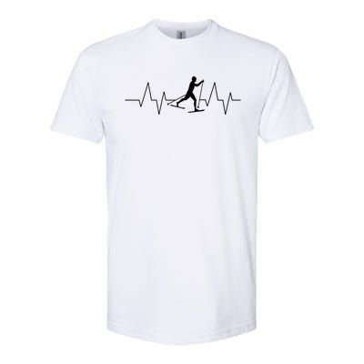 Cross Country Skiing Heartbeat Love Skiing Skier Funny Gift Softstyle® CVC T-Shirt