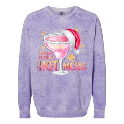 Christmas Cocktail Santas Favorite Hot Mess Gift Colorblast Crewneck Sweatshirt