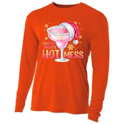 Christmas Cocktail Santas Favorite Hot Mess Gift Cooling Performance Long Sleeve Crew