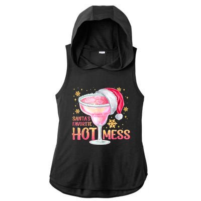 Christmas Cocktail Santas Favorite Hot Mess Gift Ladies PosiCharge Tri-Blend Wicking Draft Hoodie Tank