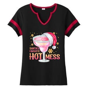 Christmas Cocktail Santas Favorite Hot Mess Gift Ladies Halftime Notch Neck Tee