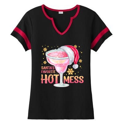 Christmas Cocktail Santas Favorite Hot Mess Gift Ladies Halftime Notch Neck Tee