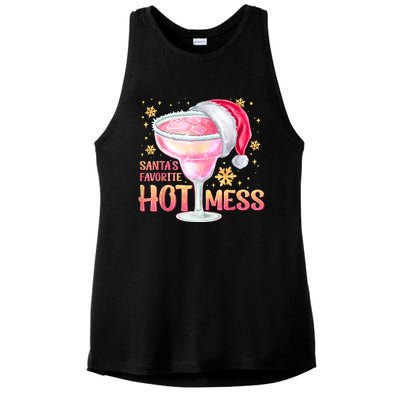 Christmas Cocktail Santas Favorite Hot Mess Gift Ladies PosiCharge Tri-Blend Wicking Tank