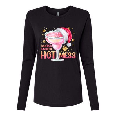 Christmas Cocktail Santas Favorite Hot Mess Gift Womens Cotton Relaxed Long Sleeve T-Shirt