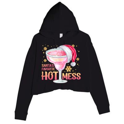 Christmas Cocktail Santas Favorite Hot Mess Gift Crop Fleece Hoodie