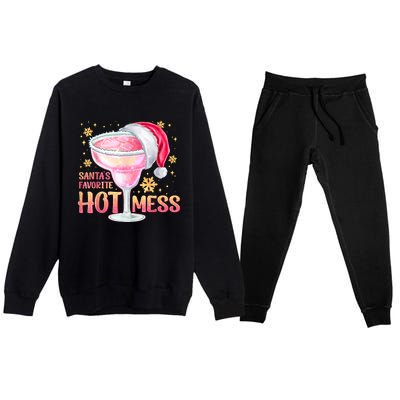 Christmas Cocktail Santas Favorite Hot Mess Gift Premium Crewneck Sweatsuit Set