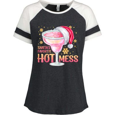 Christmas Cocktail Santas Favorite Hot Mess Gift Enza Ladies Jersey Colorblock Tee