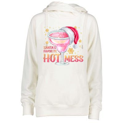 Christmas Cocktail Santas Favorite Hot Mess Gift Womens Funnel Neck Pullover Hood