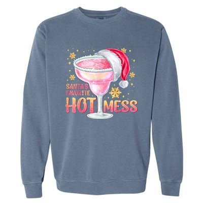 Christmas Cocktail Santas Favorite Hot Mess Gift Garment-Dyed Sweatshirt