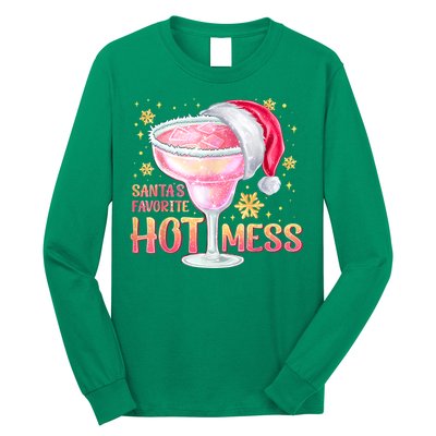 Christmas Cocktail Santas Favorite Hot Mess Gift Long Sleeve Shirt