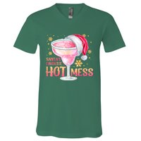 Christmas Cocktail Santas Favorite Hot Mess Gift V-Neck T-Shirt