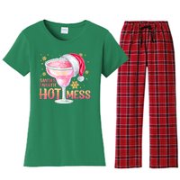 Christmas Cocktail Santas Favorite Hot Mess Gift Women's Flannel Pajama Set