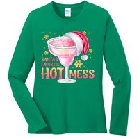 Christmas Cocktail Santas Favorite Hot Mess Gift Ladies Long Sleeve Shirt