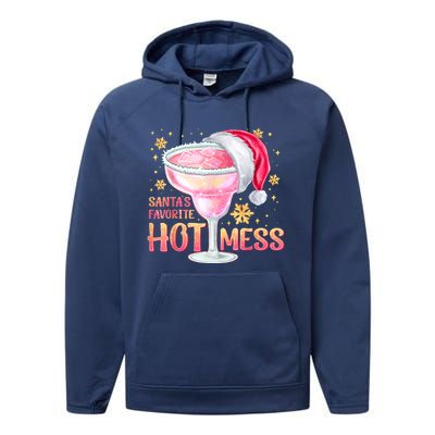 Christmas Cocktail Santas Favorite Hot Mess Gift Performance Fleece Hoodie