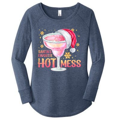 Christmas Cocktail Santas Favorite Hot Mess Gift Women's Perfect Tri Tunic Long Sleeve Shirt