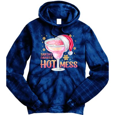 Christmas Cocktail Santas Favorite Hot Mess Gift Tie Dye Hoodie