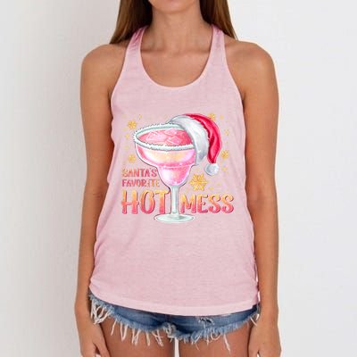 Christmas Cocktail Santas Favorite Hot Mess Gift Women's Knotted Racerback Tank