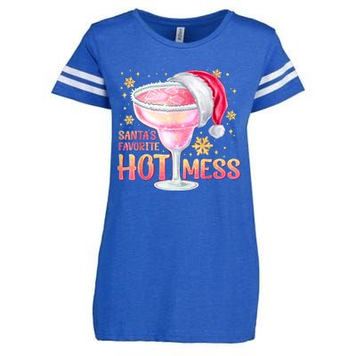 Christmas Cocktail Santas Favorite Hot Mess Gift Enza Ladies Jersey Football T-Shirt