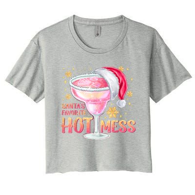 Christmas Cocktail Santas Favorite Hot Mess Gift Women's Crop Top Tee